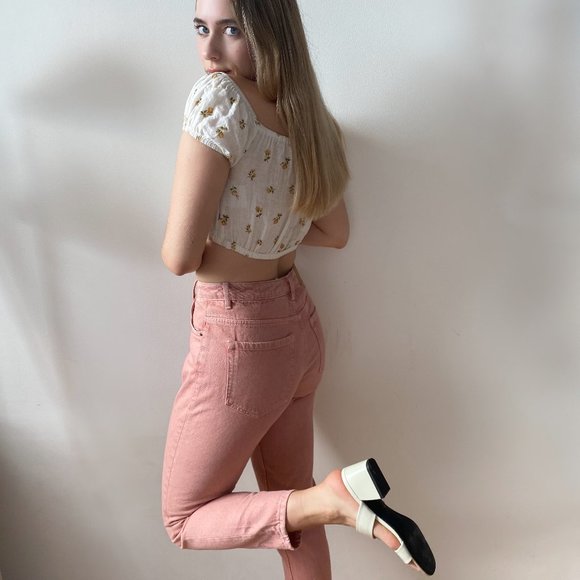 zara pink mom jeans